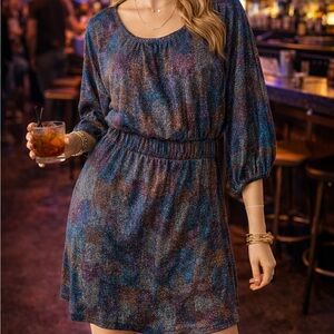 mark. Elegant Black and Blue Mini Dress